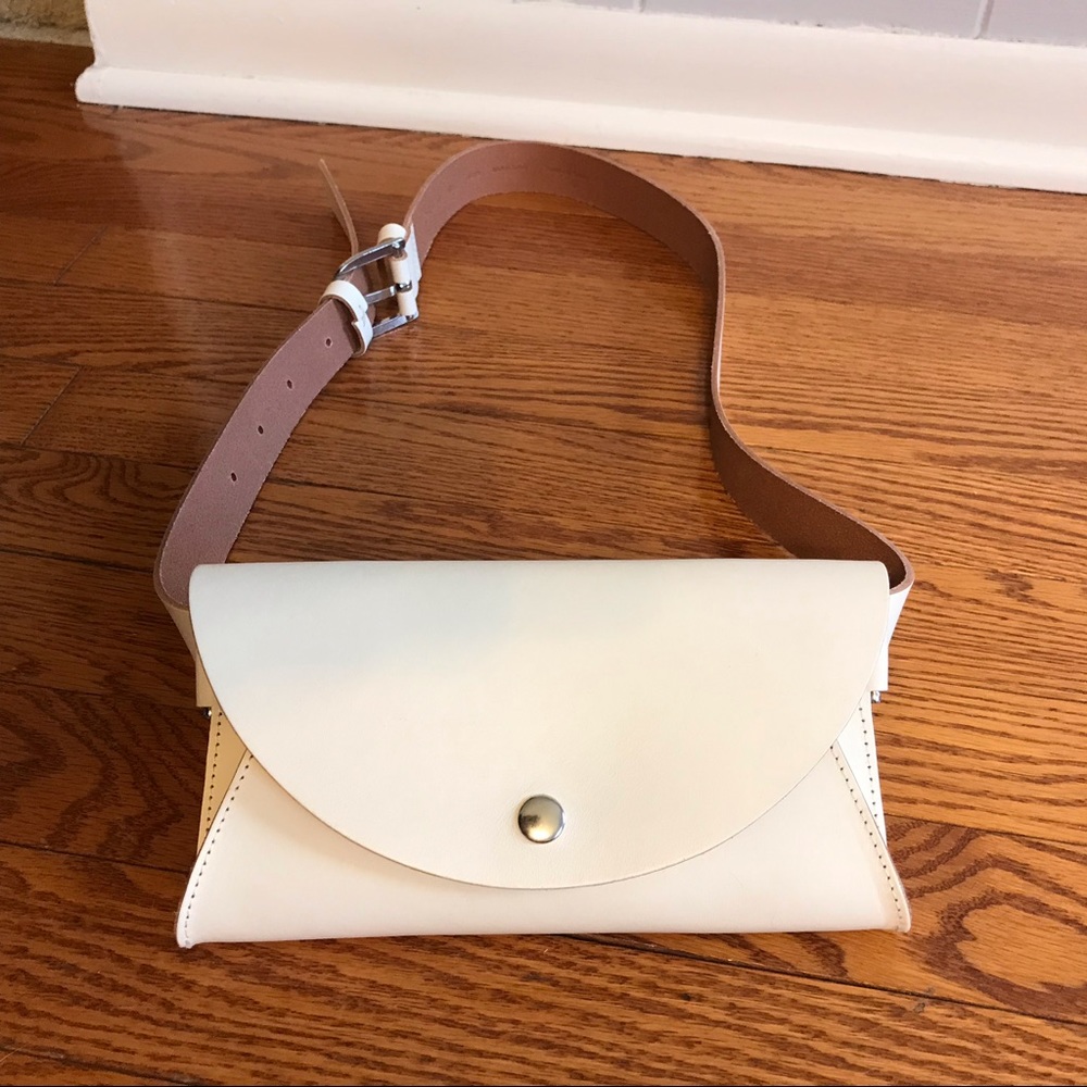 Cos white leather detachable belt bag